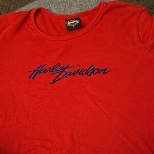 Harley-Davidson Vibrant Red Tee with Blue Script